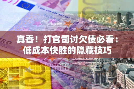 武汉真香！打官司讨欠债必看：低成本快胜的隐藏技巧